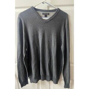 Lachland British Inspired V Neck Sweater Mens Large Dk Gray Pullover Golf